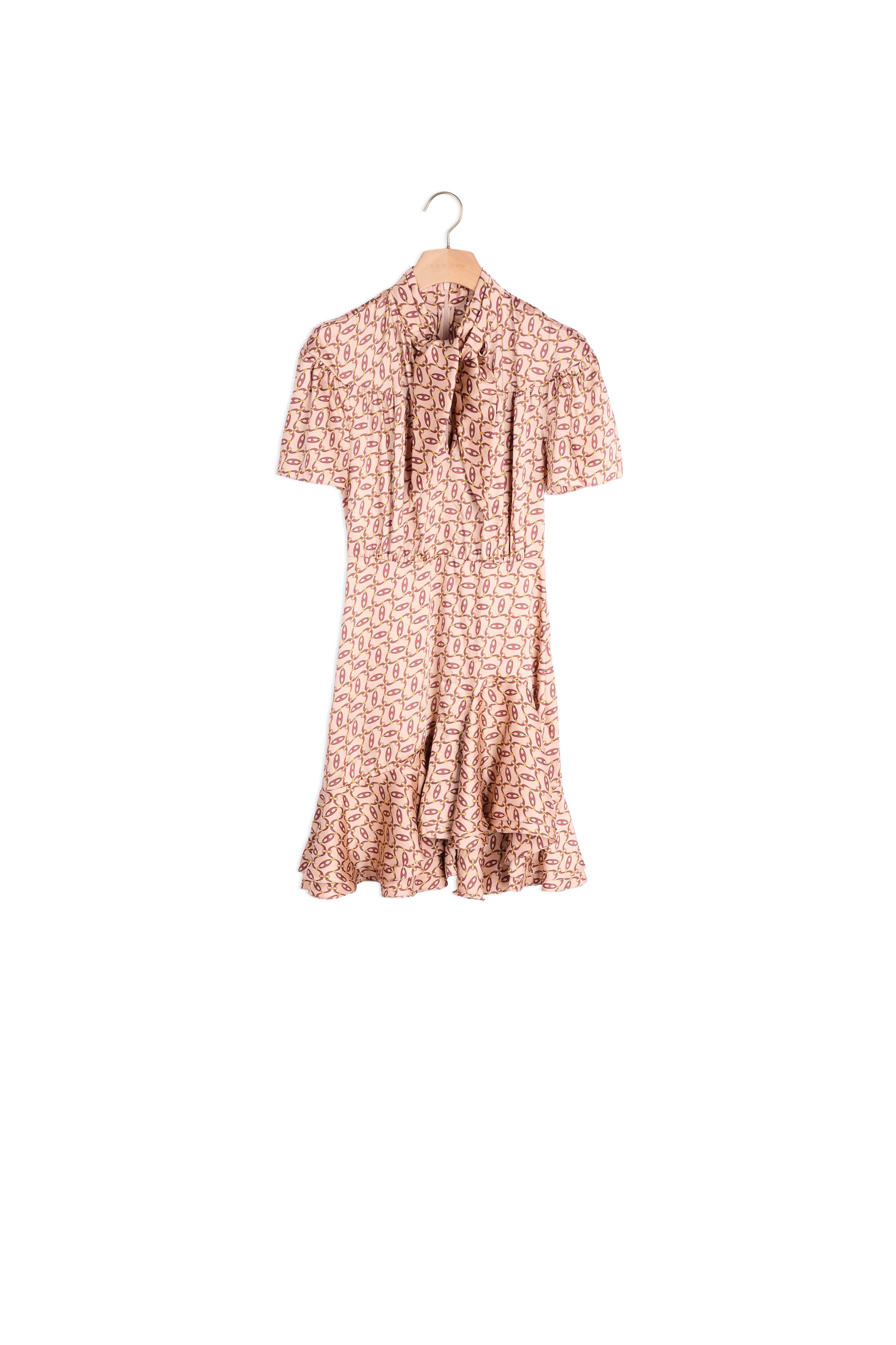 Robe imprimée avec col cravate à nouer Sandro seconde main