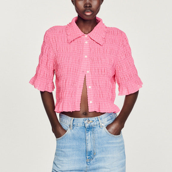 Chemise courte smockée Sandro seconde main