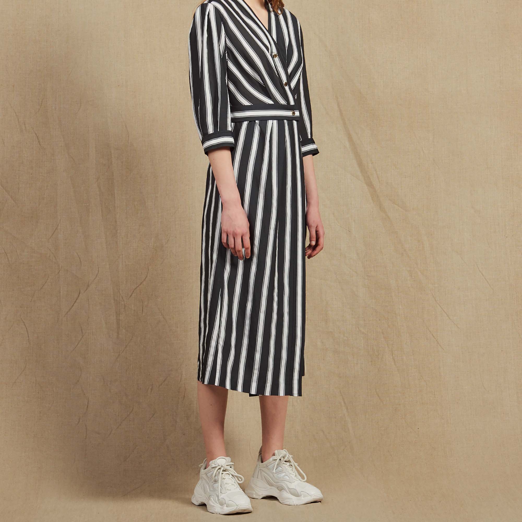 Robe midi à rayures contrastées Sandro seconde main