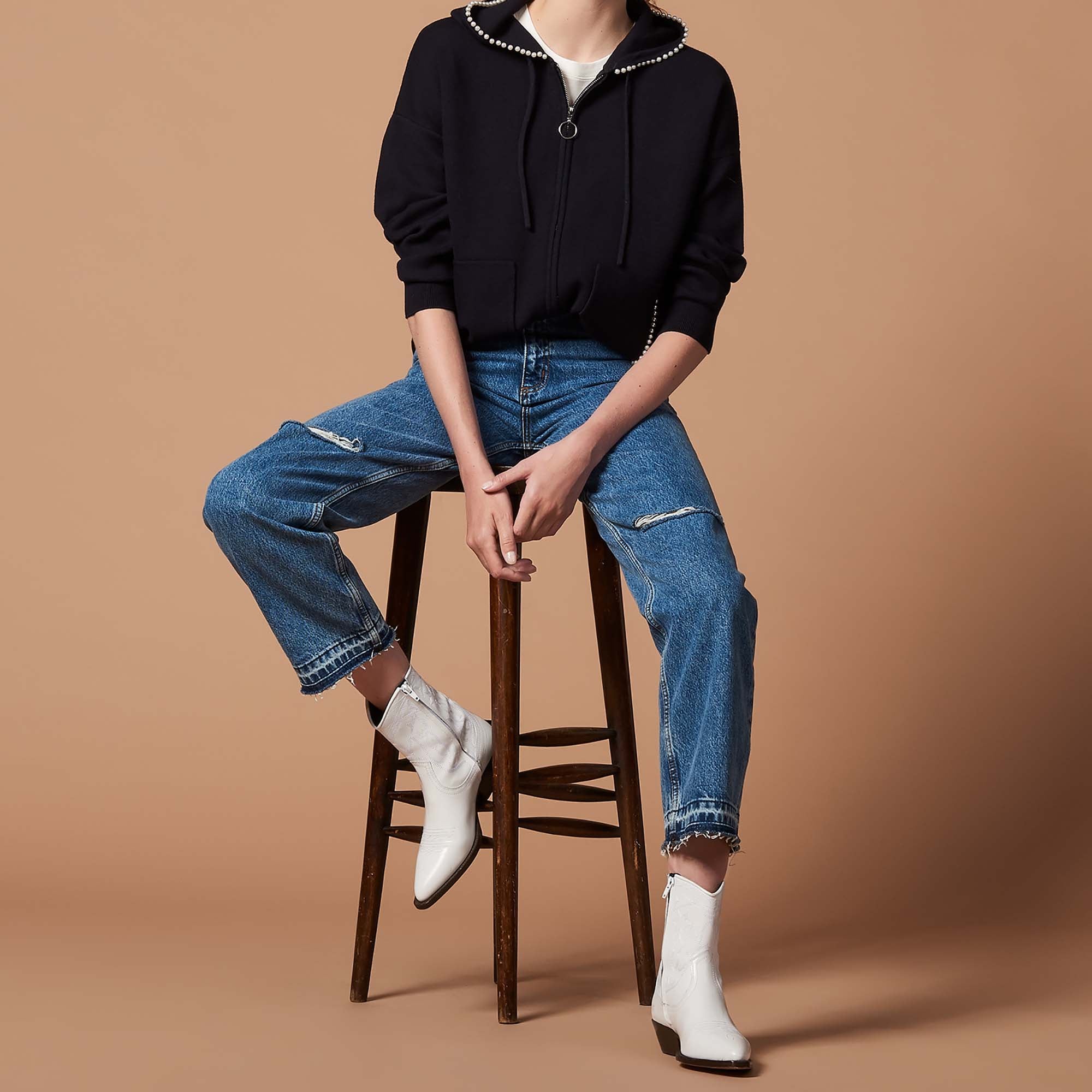 Gilet zippé orné de perles Sandro seconde main