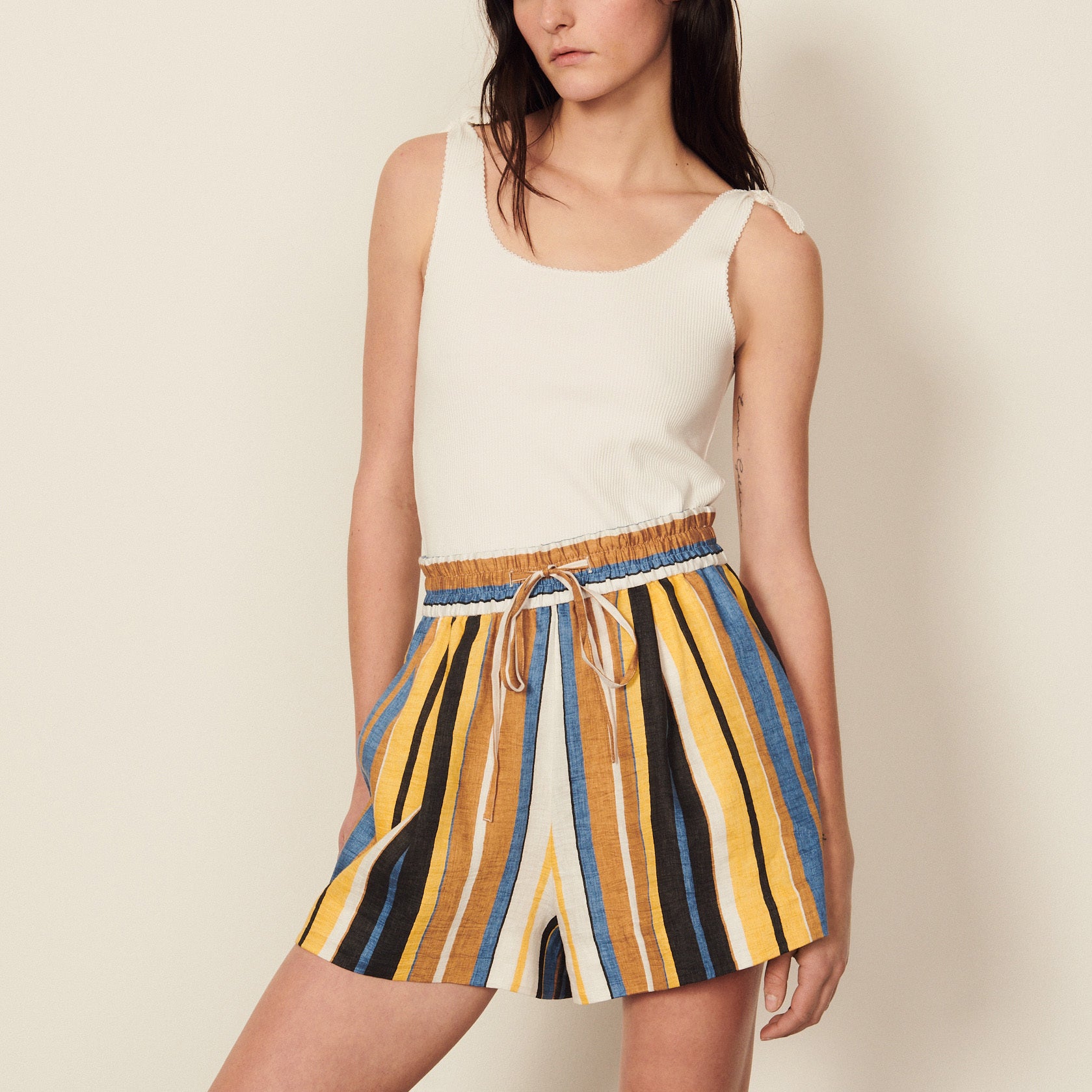 Short rayé en lin Sandro seconde main