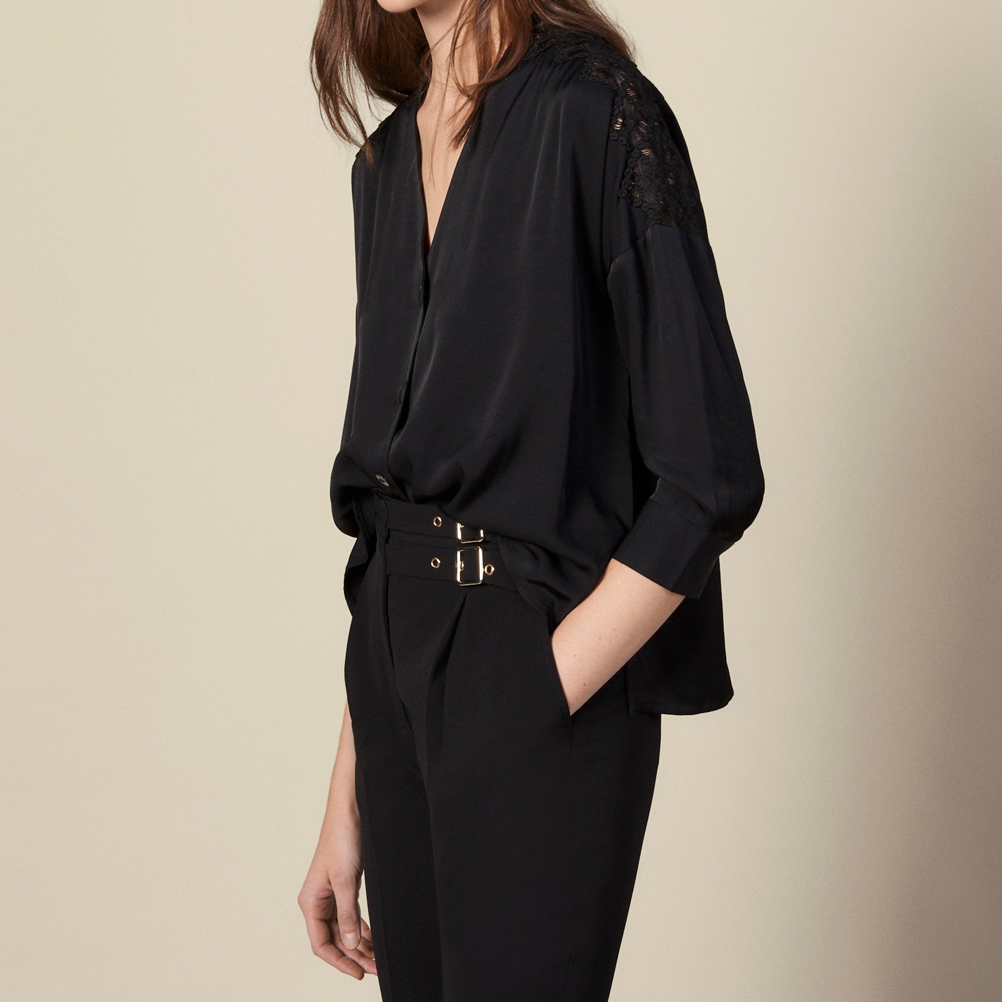 Blouse à empiècement en guipure Sandro seconde main