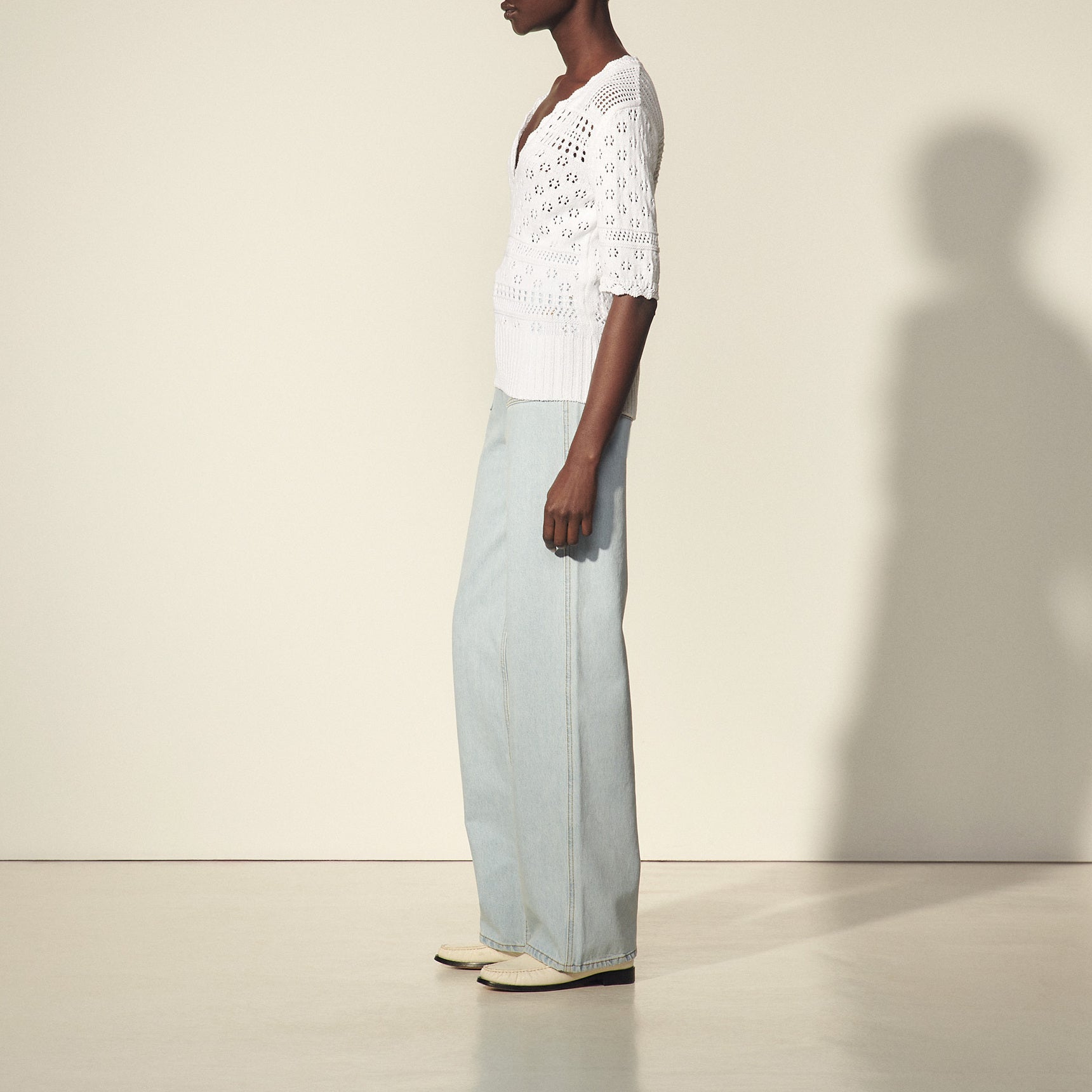 Pull manches courtes en maille fantaisie Sandro seconde main