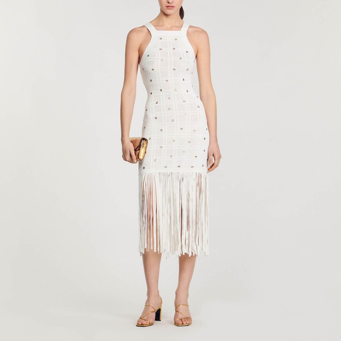 Robe midi à franges Sandro seconde main