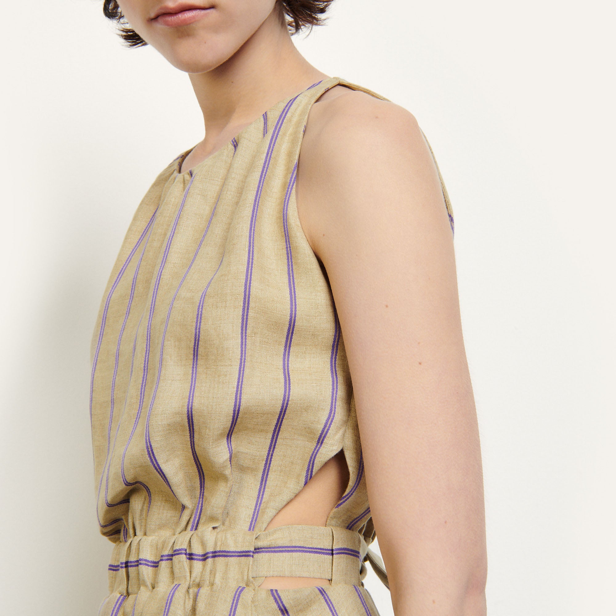 Robe longue à rayures en lin mélangé Sandro seconde main