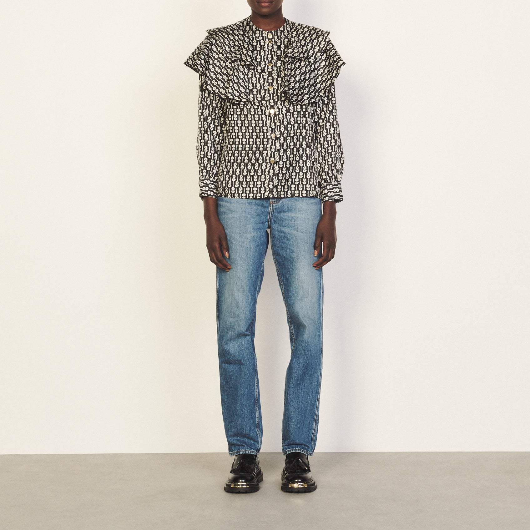 Chemise Noir / Blanc Sandro seconde main