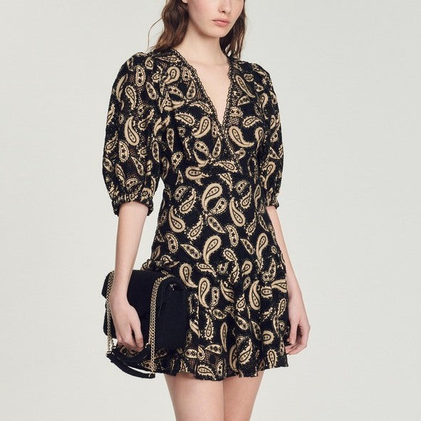 Robe courte en guipure motifs paisley Sandro seconde main