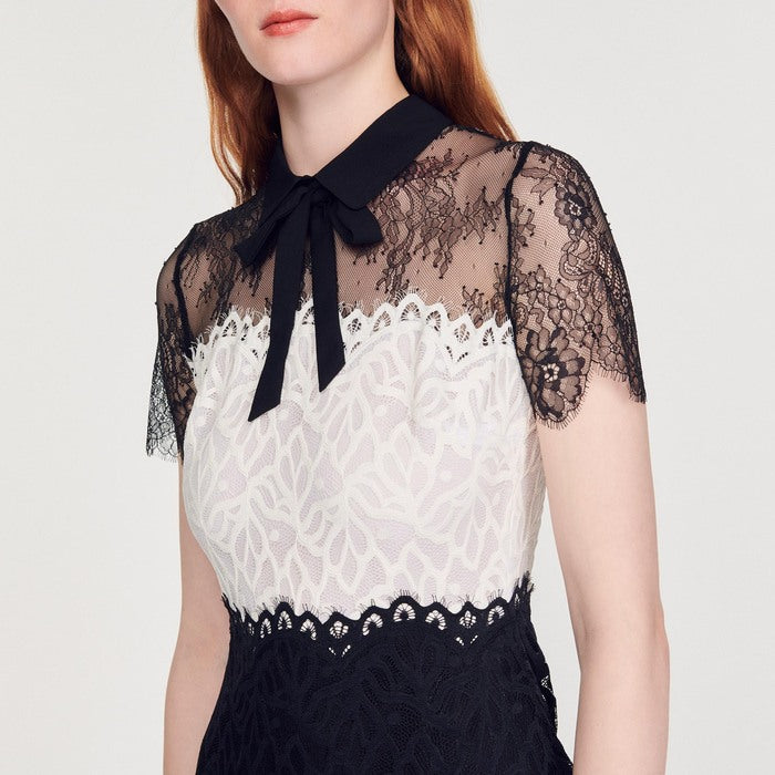Robe en dentelle bi-couleur Sandro seconde main