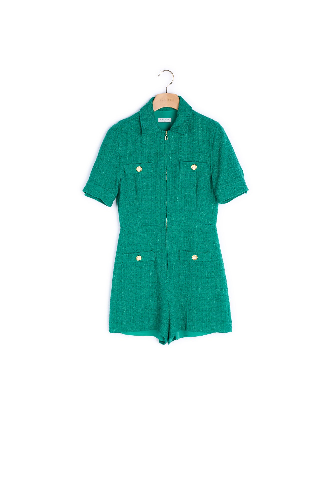 Combinaison Short en tweed à zipper Sandro seconde main