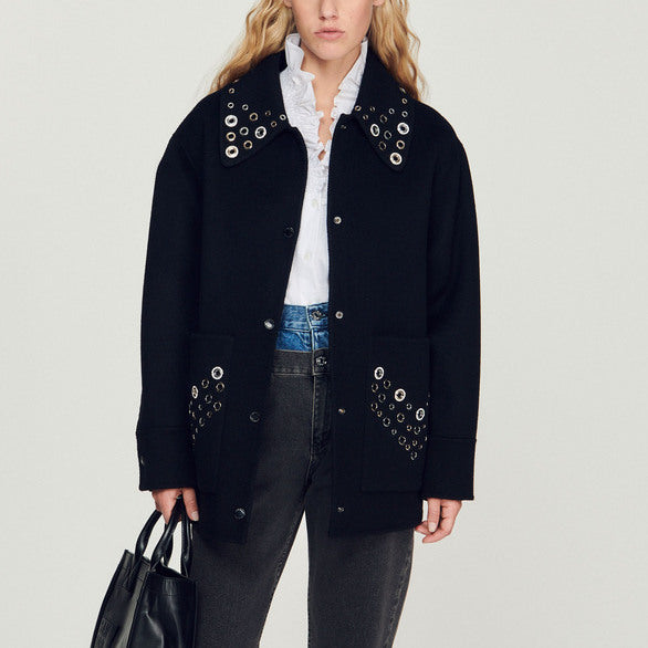 Manteau en laine orné d'œillets Sandro seconde main