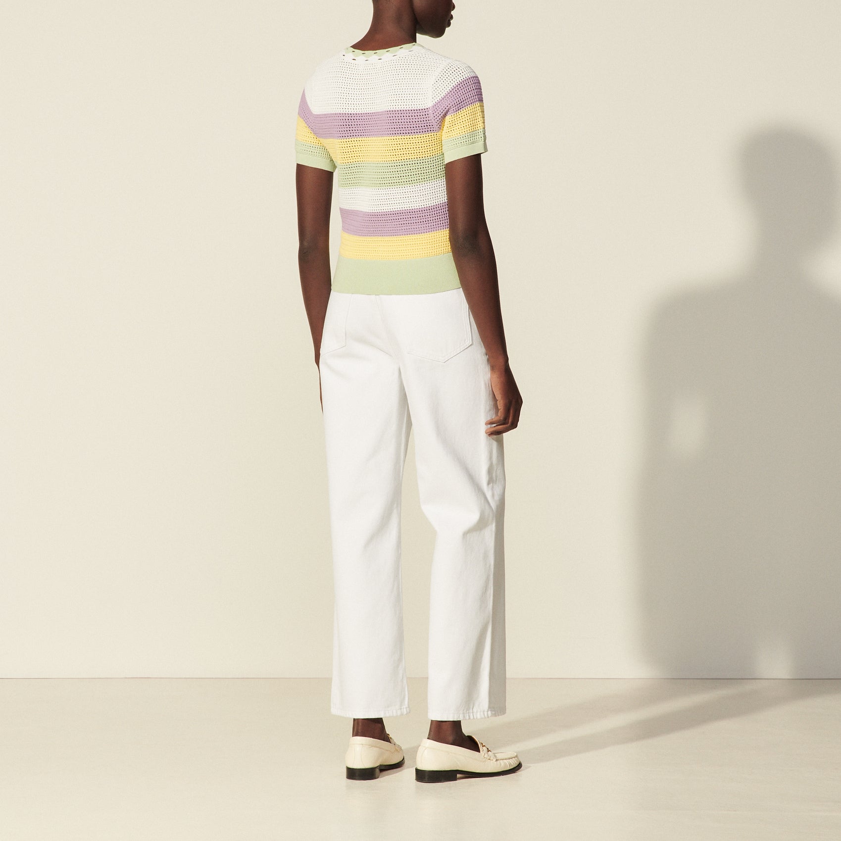 Pull rayé à manches courtes Sandro seconde main