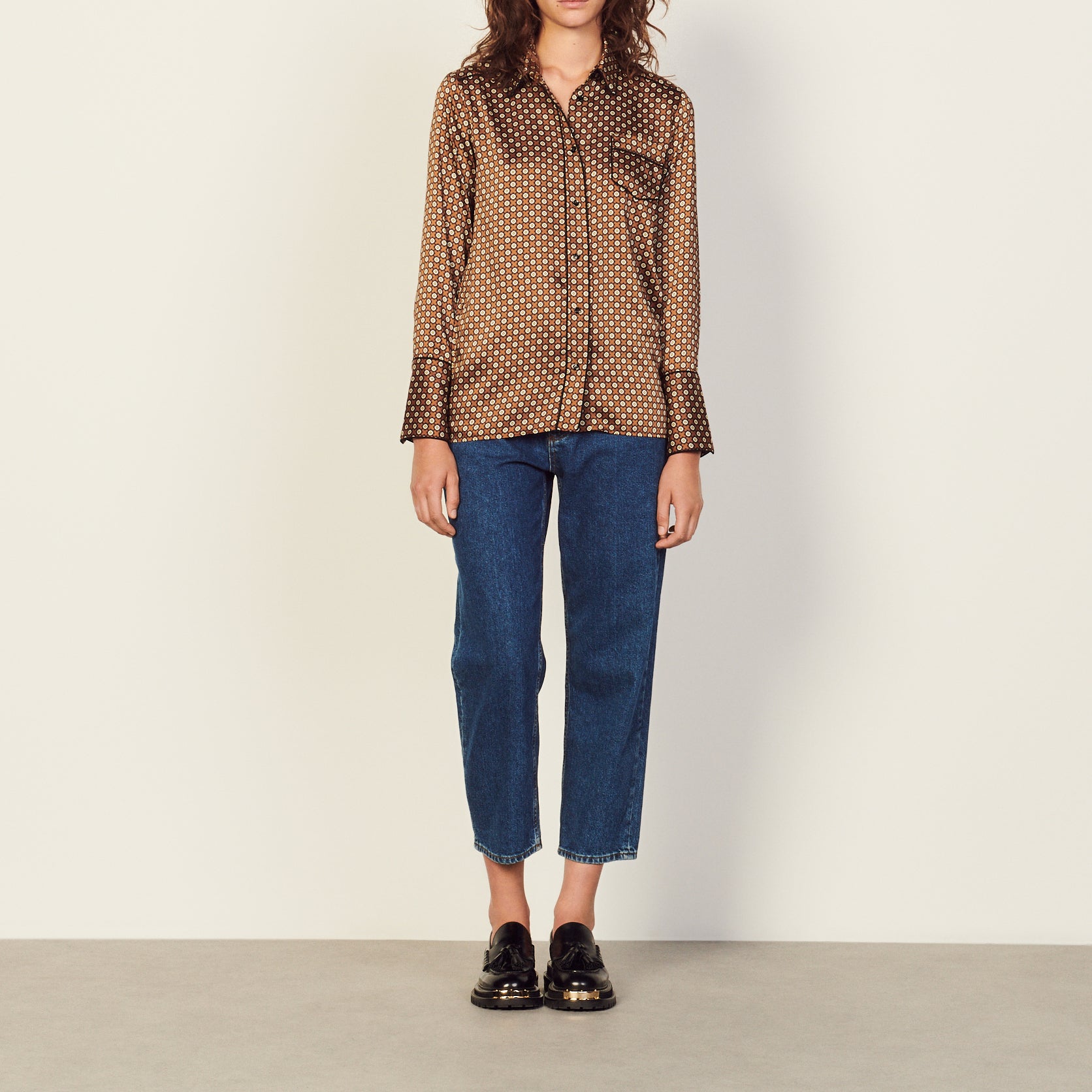 Chemise Marron / Noir Sandro seconde main