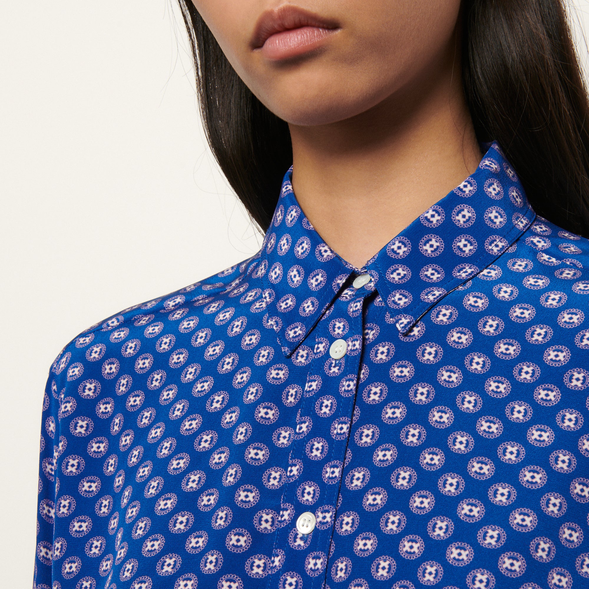 Chemise en soie imprimée Sandro seconde main