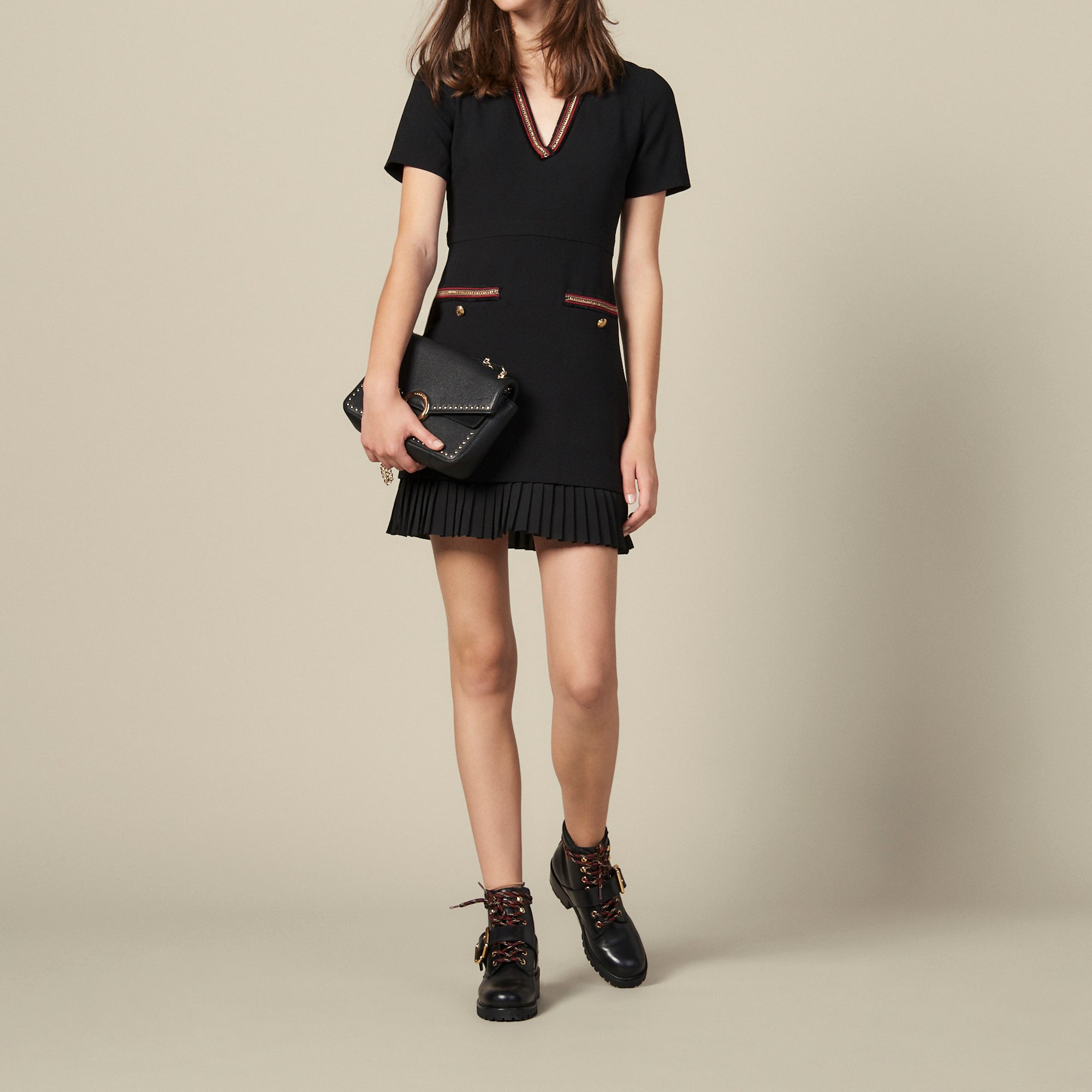 Robe courte ornée de galons Sandro seconde main