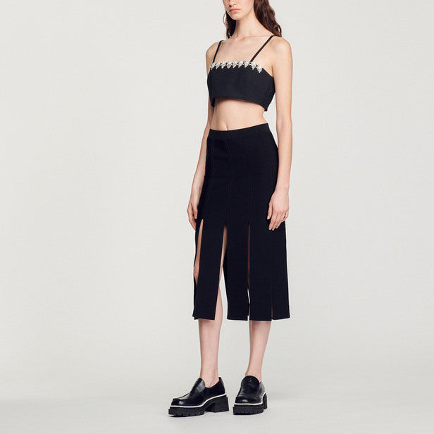 Jupe en Maille à larges franges Sandro seconde main