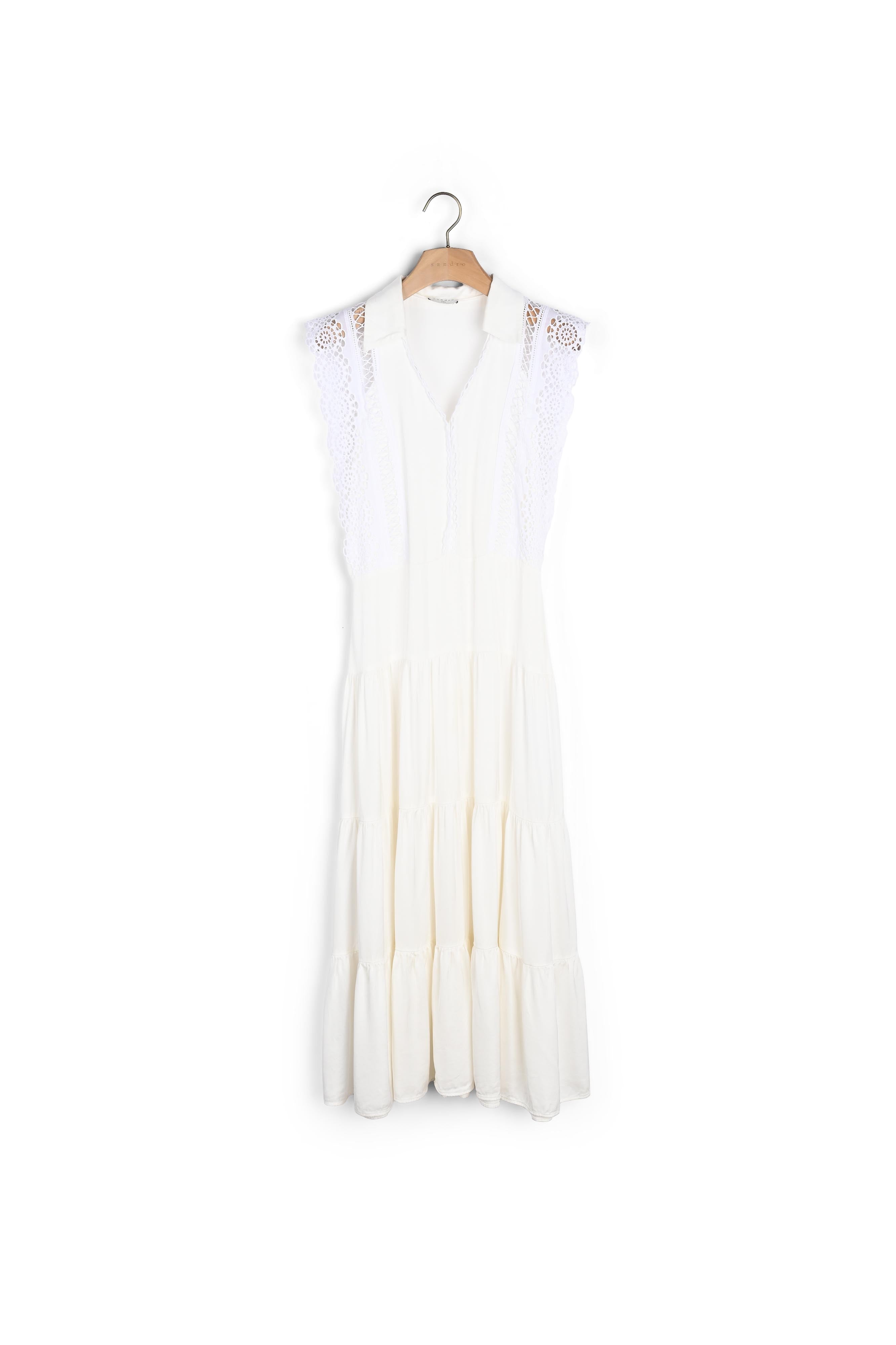 Robe midi ornée de galons de dentelle Sandro seconde main