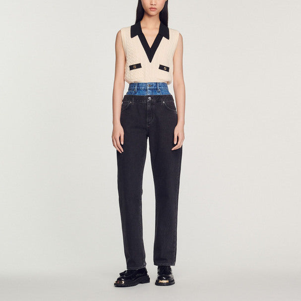 Jean à double ceinture bicolore Sandro seconde main