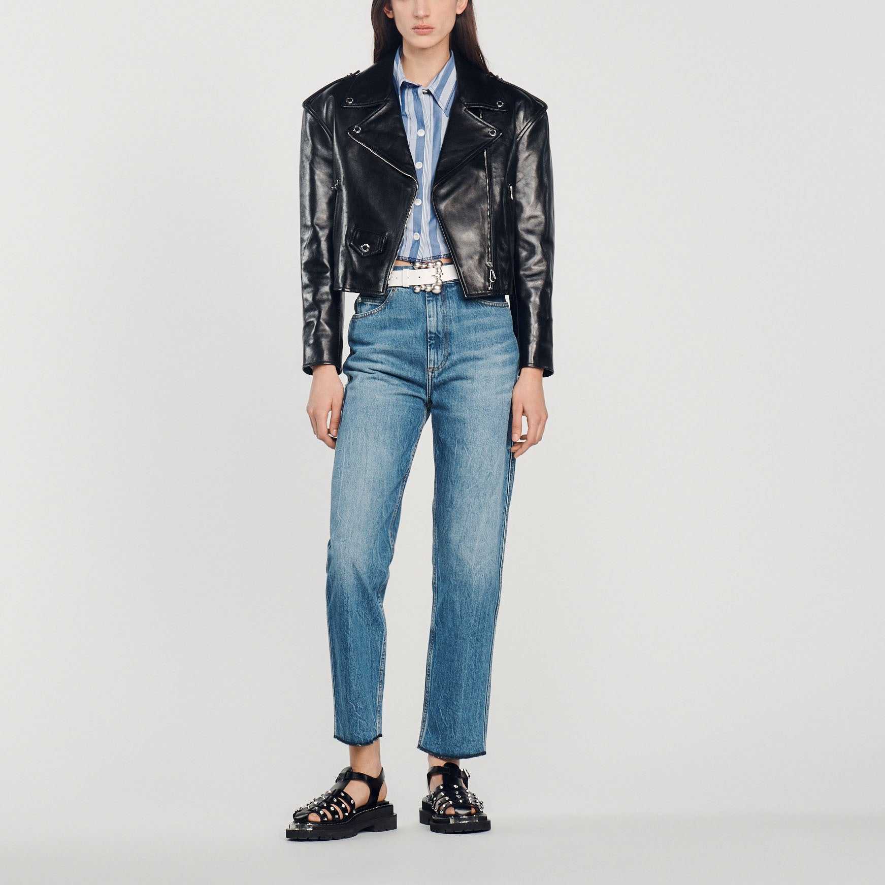 Blouson en cuir Sandro seconde main