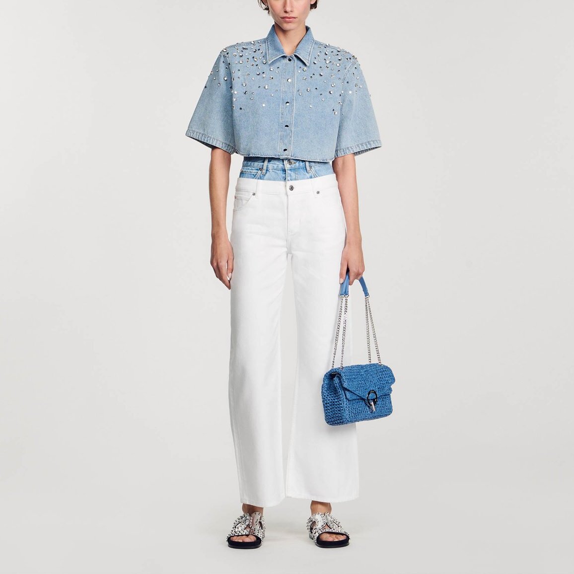 Chemise courte strassée Sandro seconde main