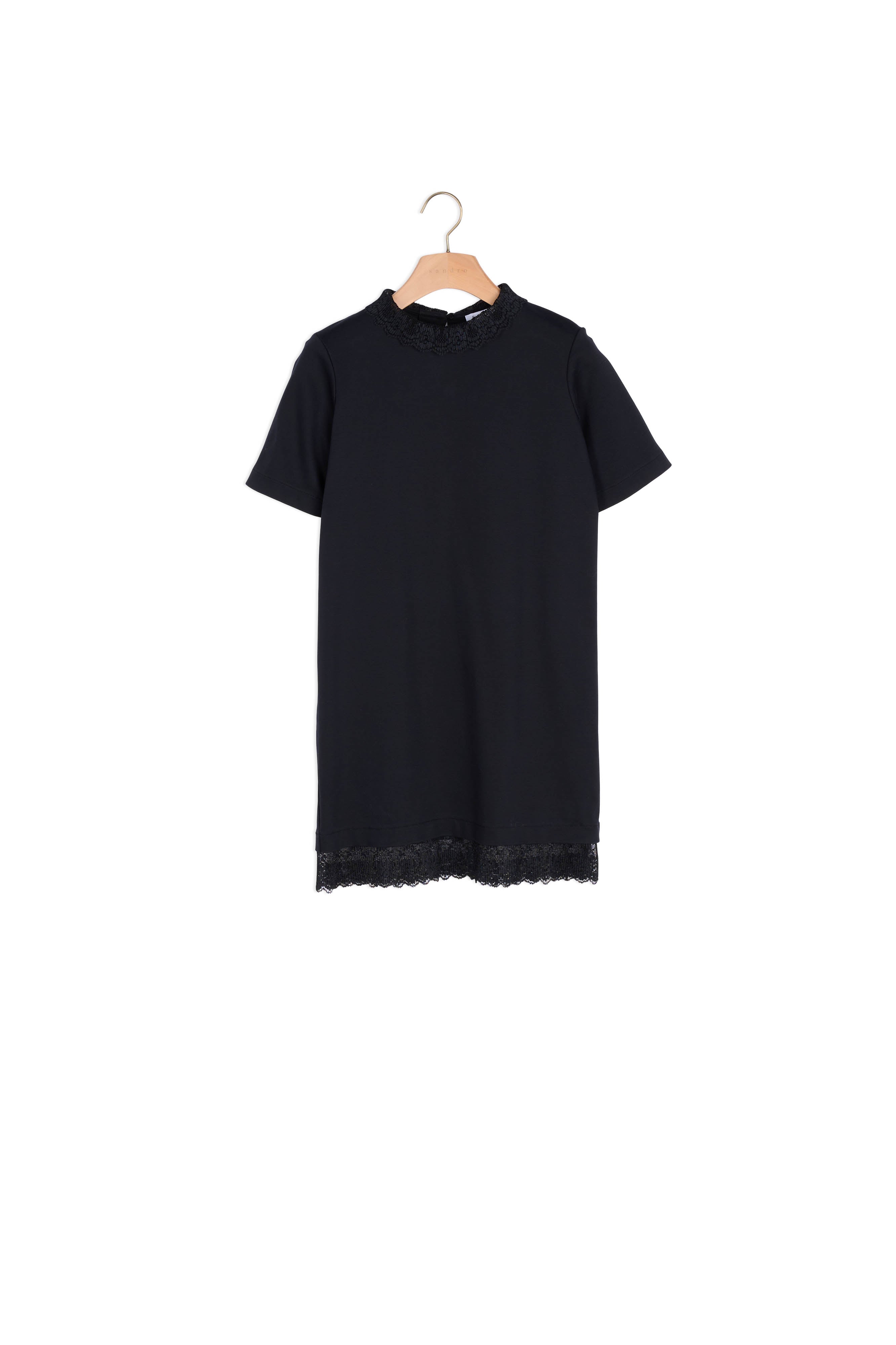 Robe en coton col montant en dentelle Sandro seconde main