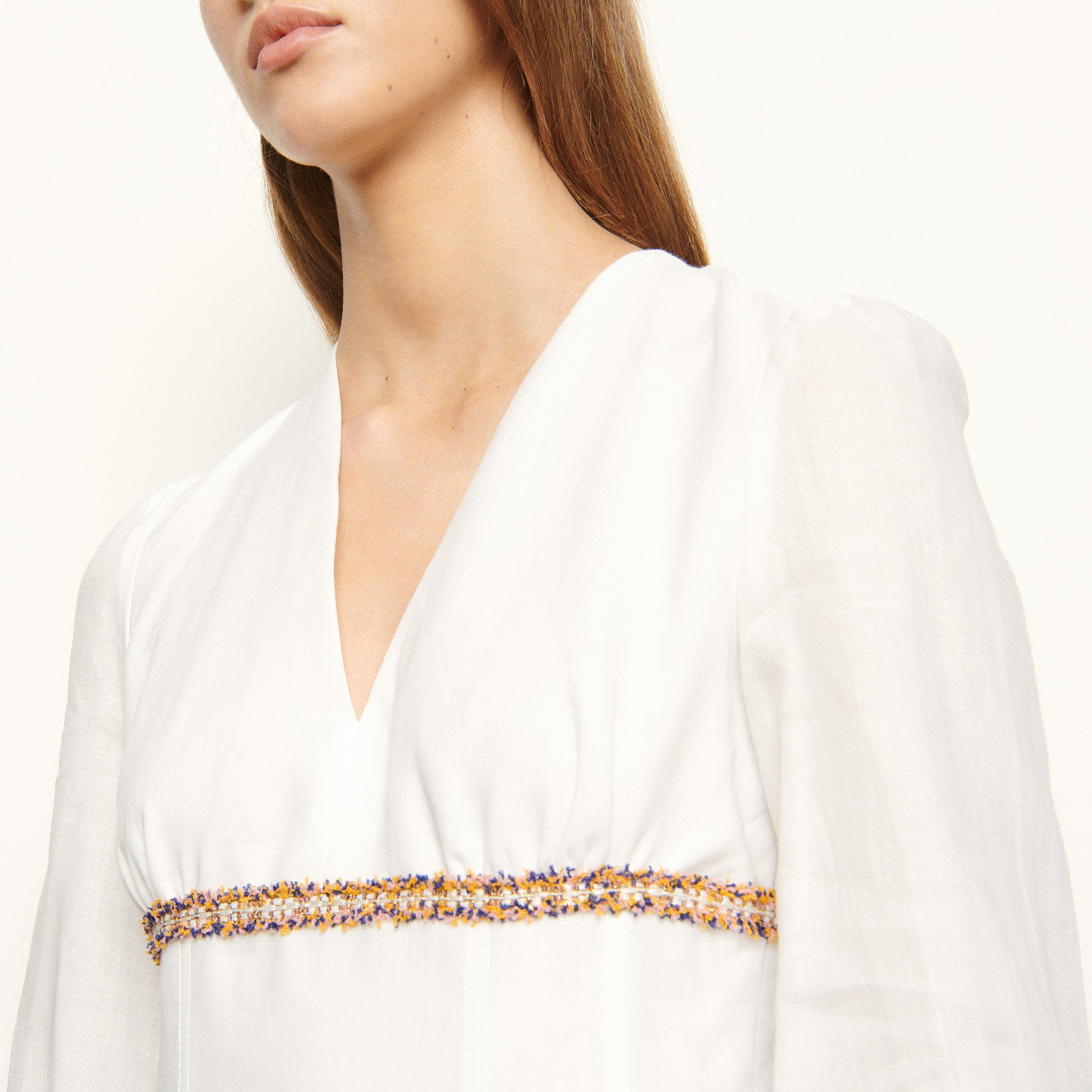 Robe courte en ramie avec galon frangé Sandro seconde main