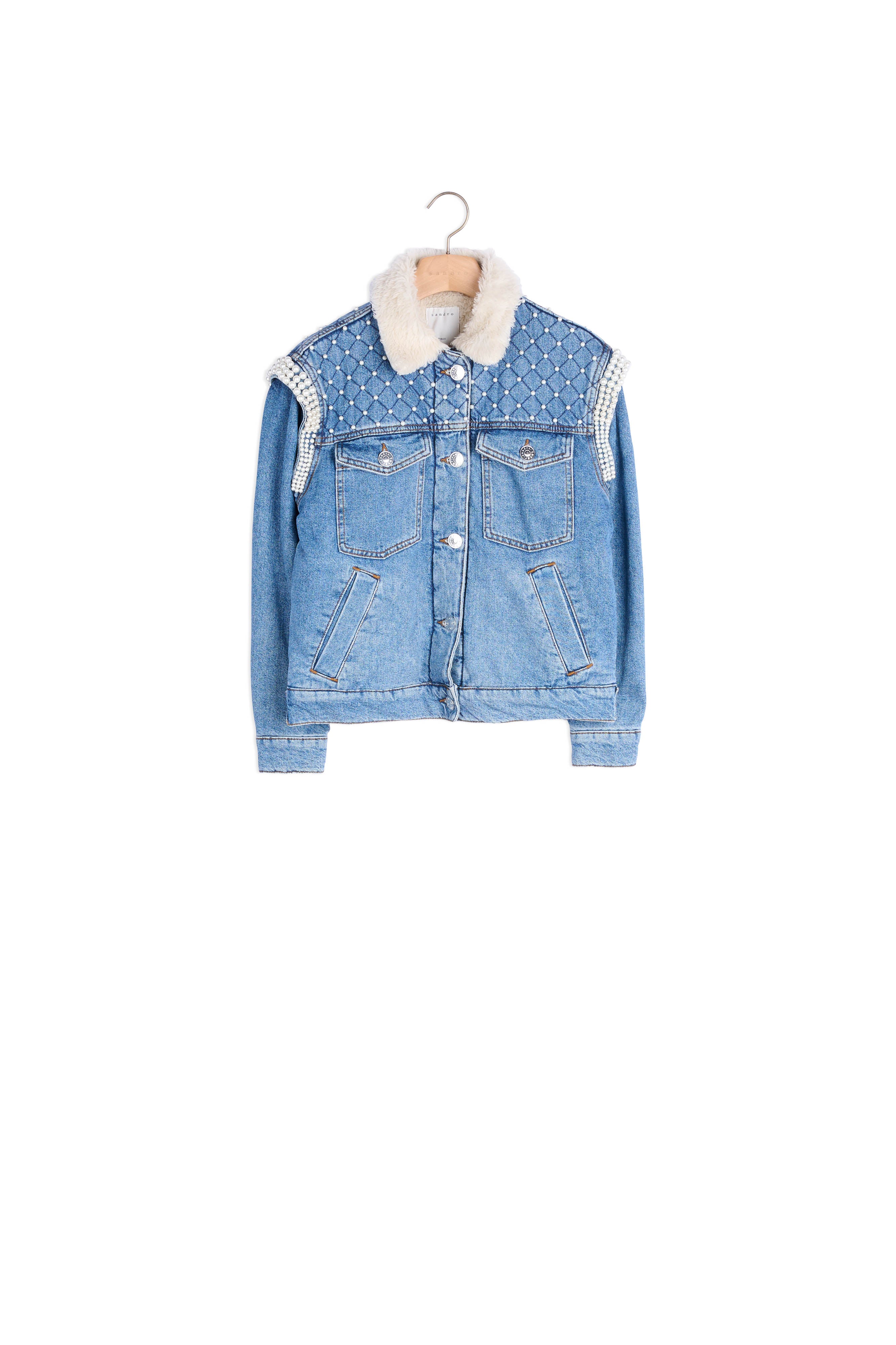 Veste en jean ornée de perles Sandro seconde main