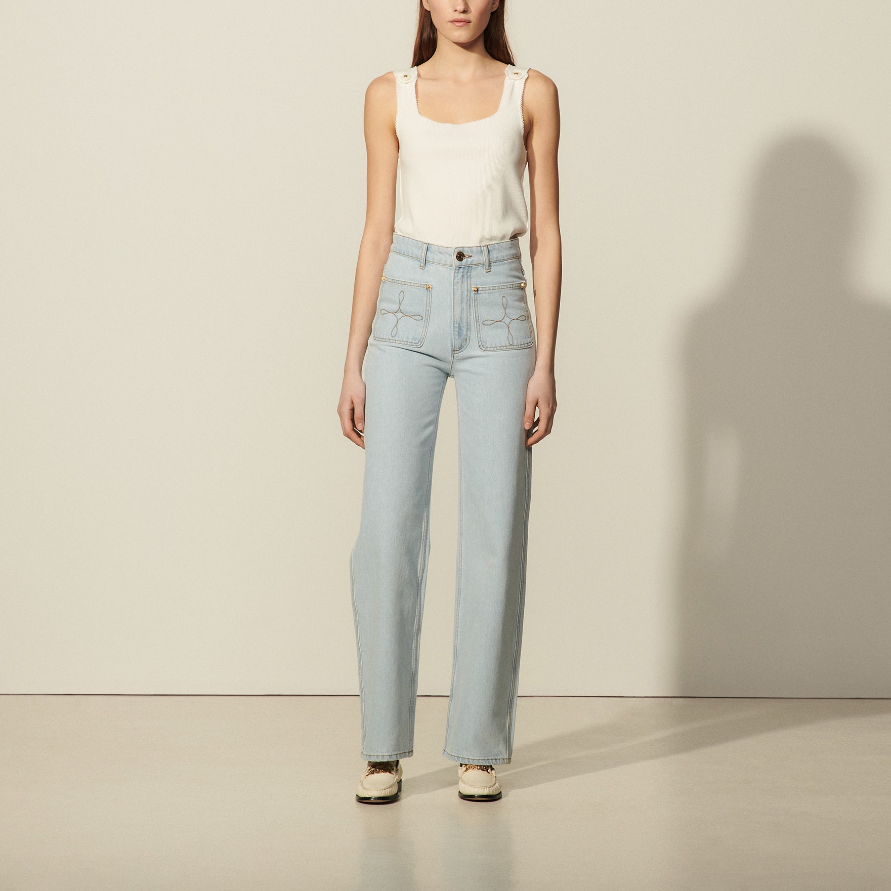 Jean large à poches plaquées brodées Sandro seconde main