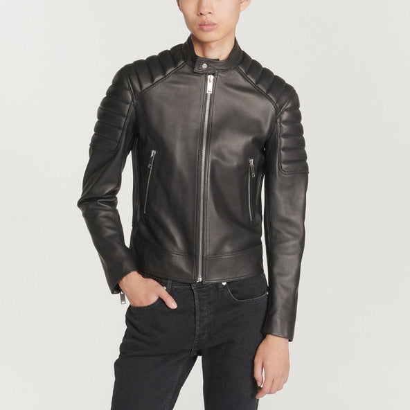 Blouson en cuir finitions matelassées Sandro seconde main