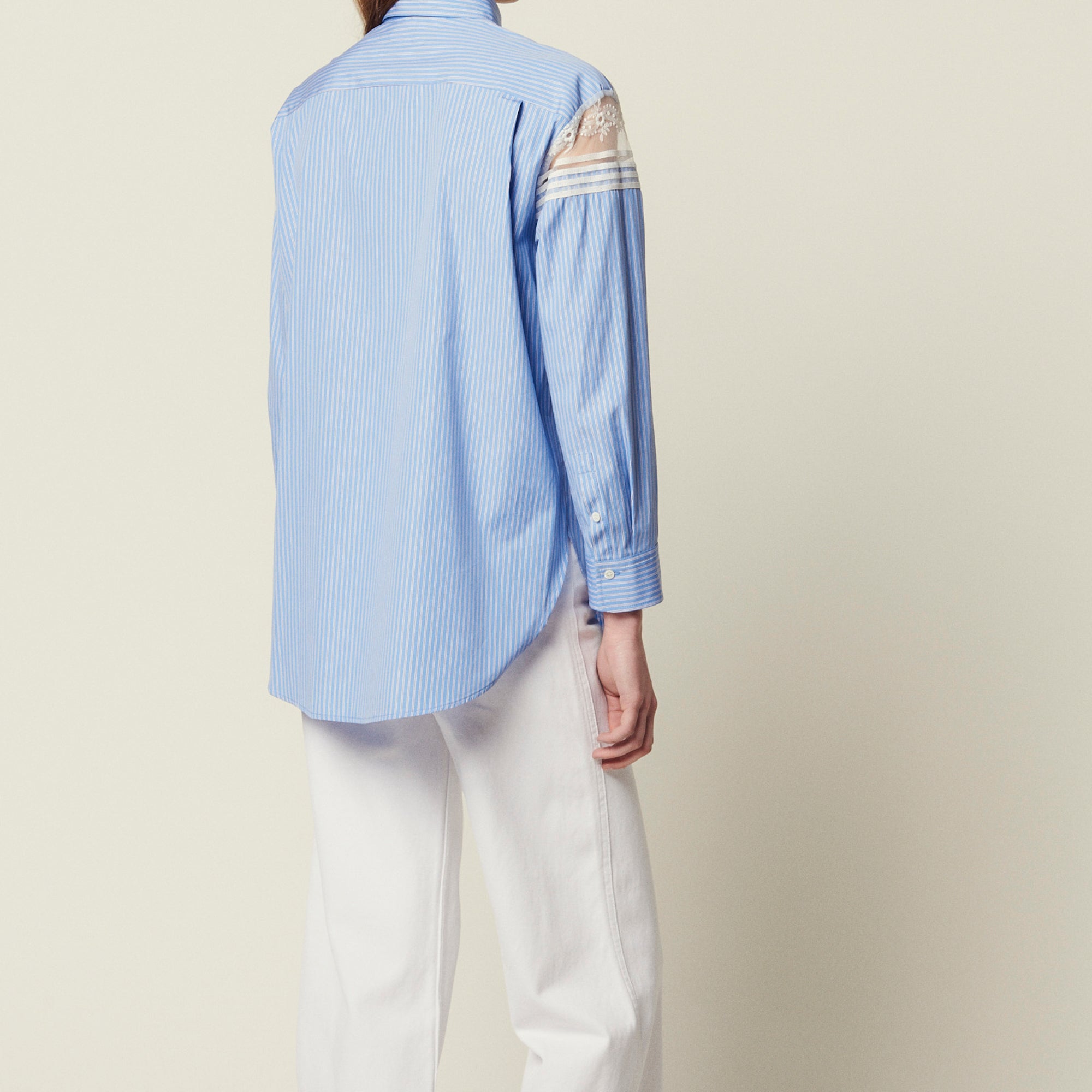 Chemise rayée à insertion de dentelle Sandro seconde main