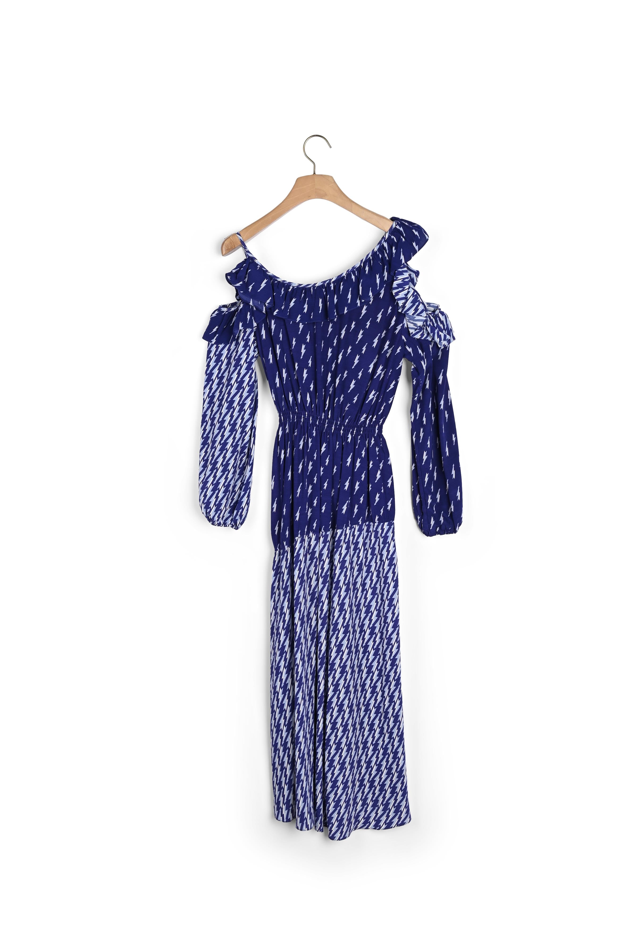 Robe imprimée éclair  épaules dénudées Sandro seconde main