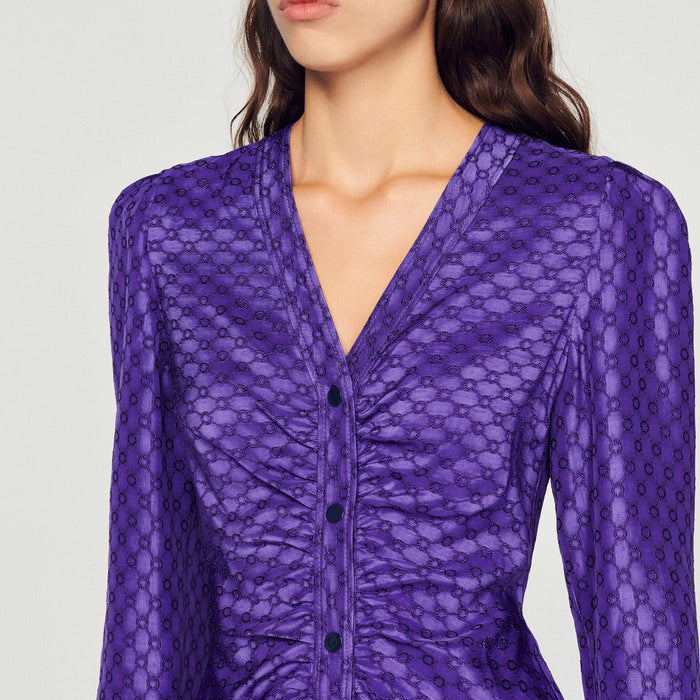 Robe courte froncé jacquard à motifs Sandro seconde main