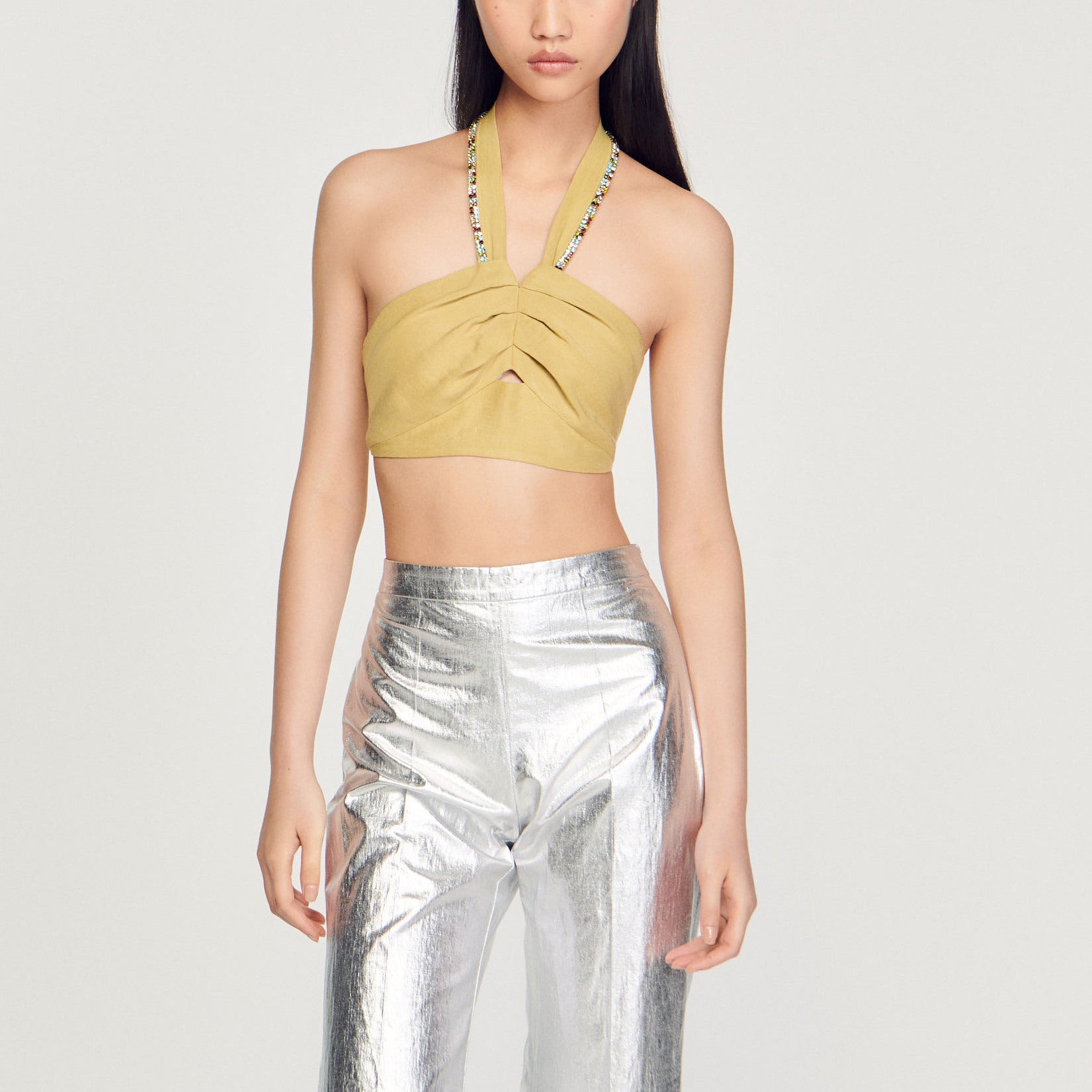 Top court orné de strass Sandro seconde main