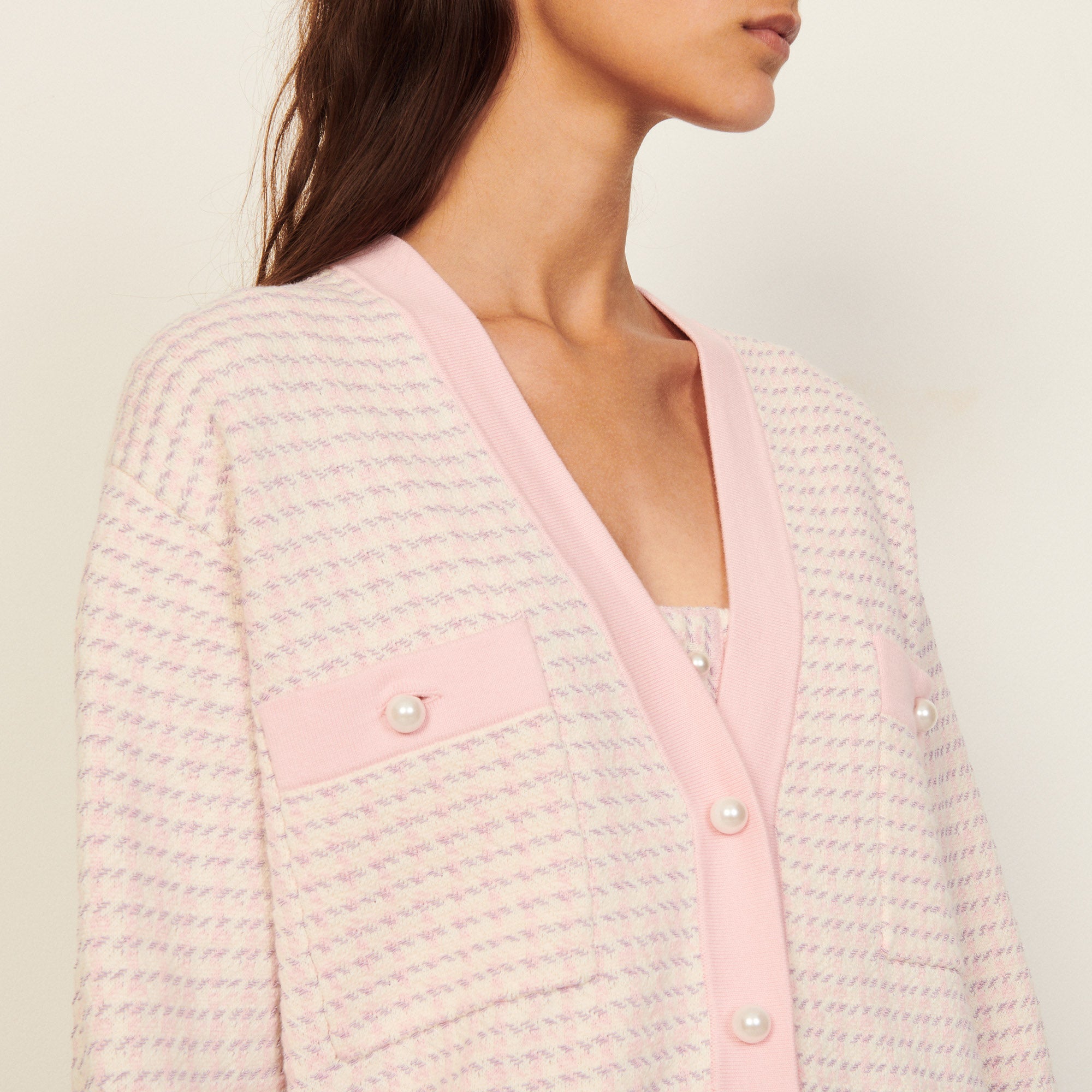 Cardi coat court en tweed fantaisie Sandro seconde main