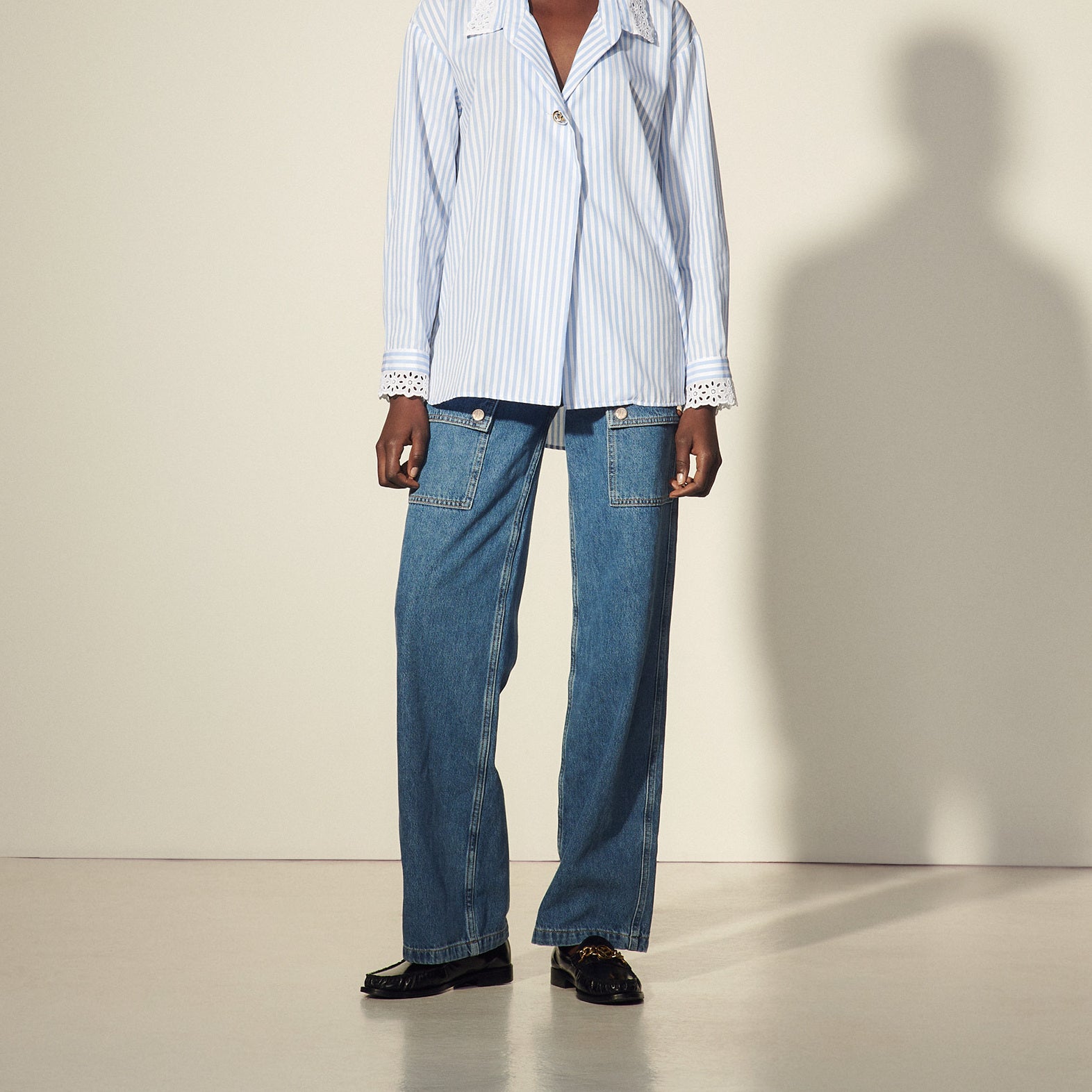 Chemise oversize en popeline rayée Sandro seconde main