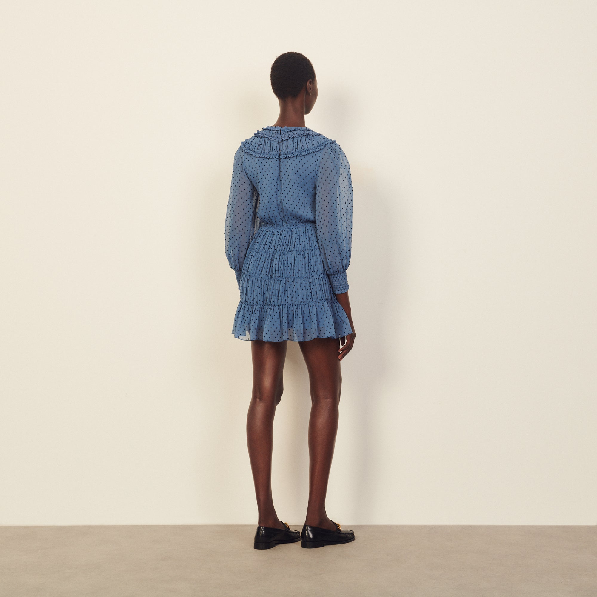 Robe courte drapée et volantée Sandro seconde main