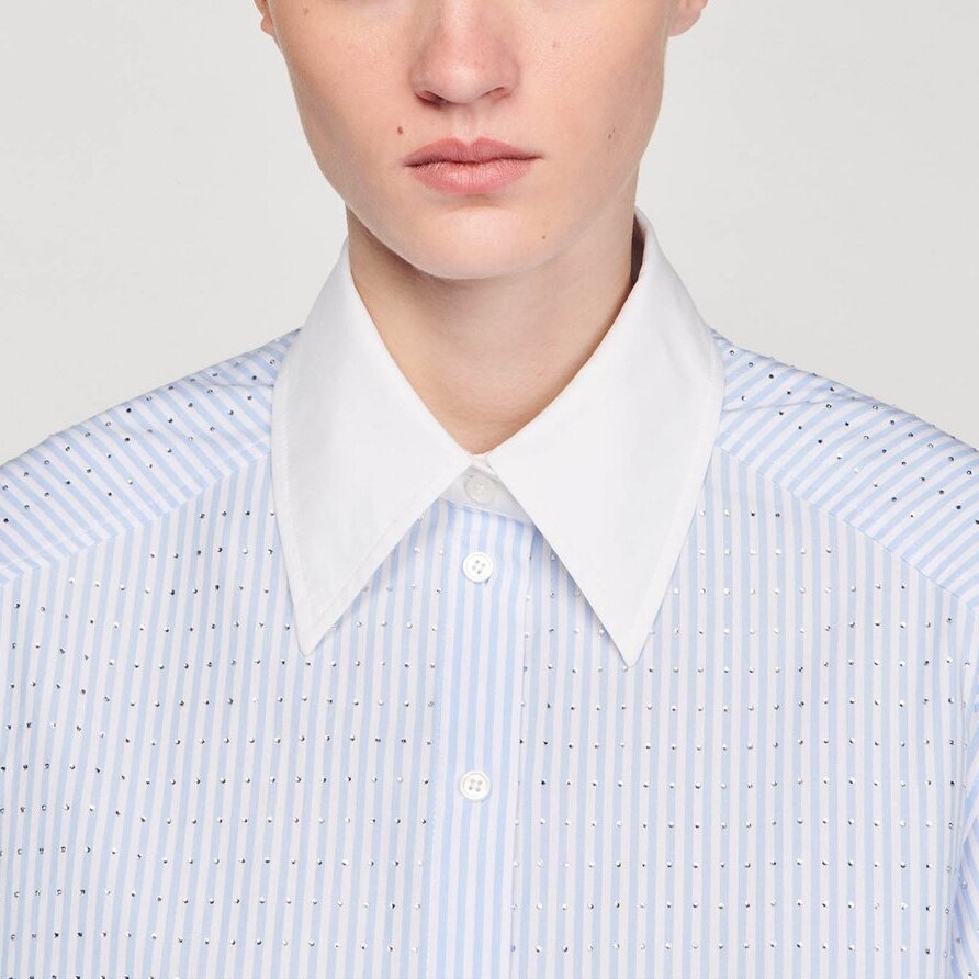 Chemise rayée à strass Sandro seconde main