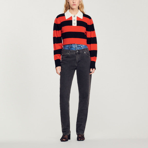 Pull court bicolore Sandro seconde main