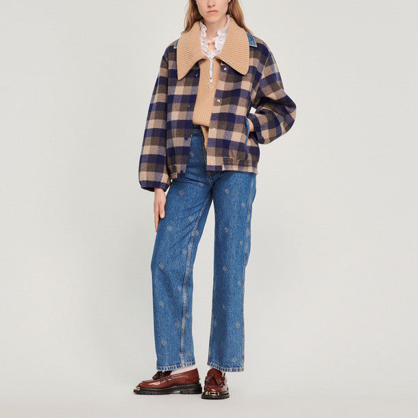 Manteau à carreaux Sandro seconde main