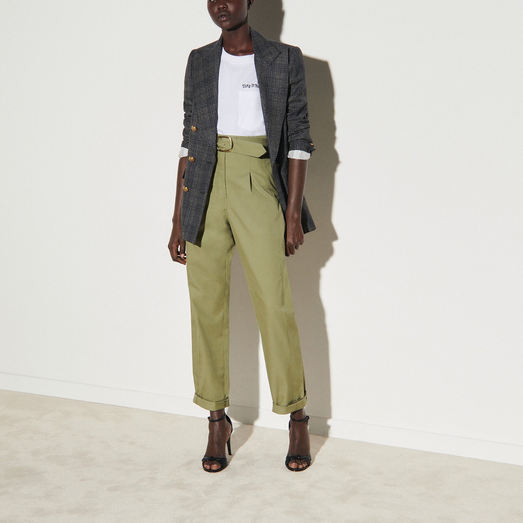 Pantalon large taille haute en gabardine Sandro seconde main