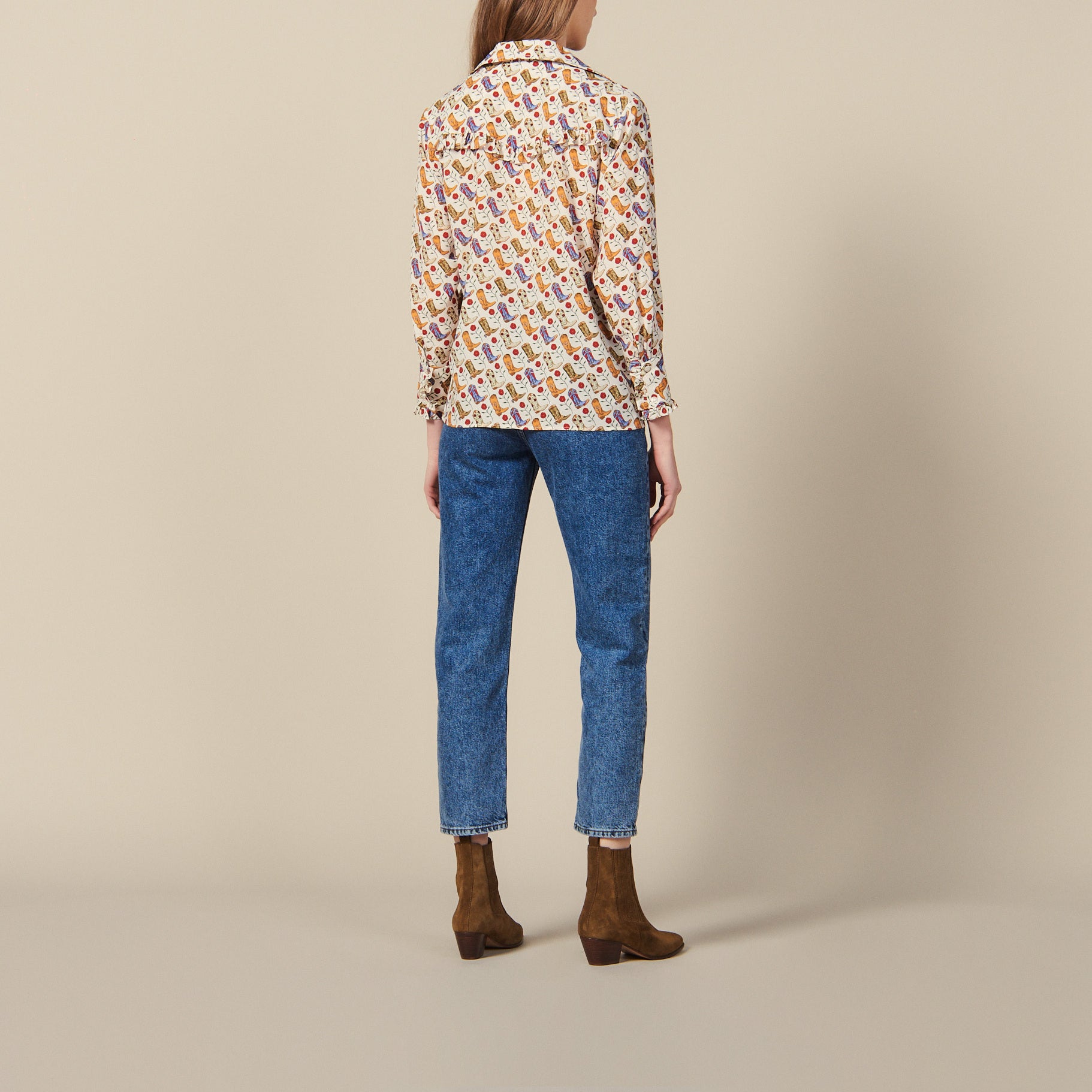 Chemise imprimée ornée de volants Sandro seconde main