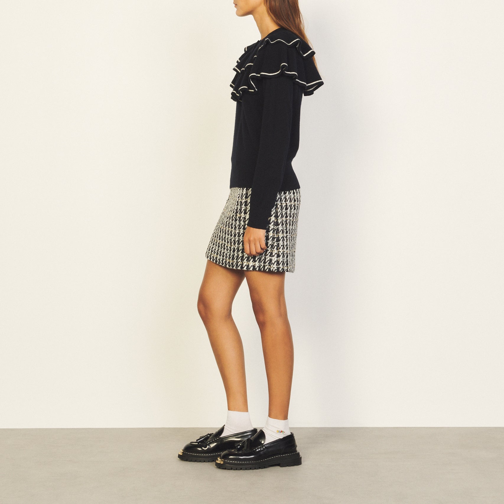 Jupe imprimé marine et blanc Sandro seconde main