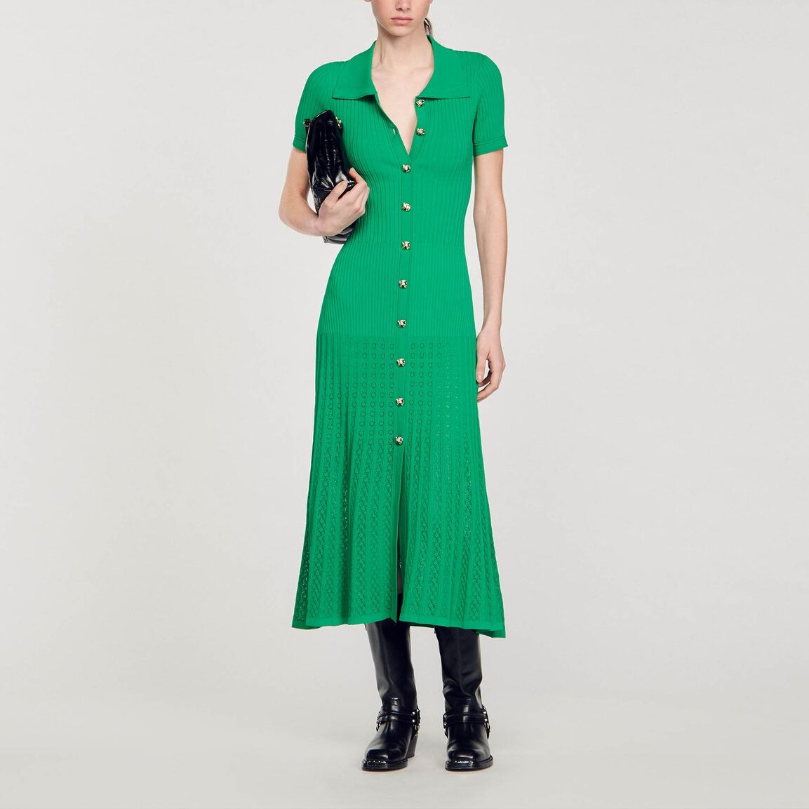 Robe longue en Maille côtelée Sandro seconde main