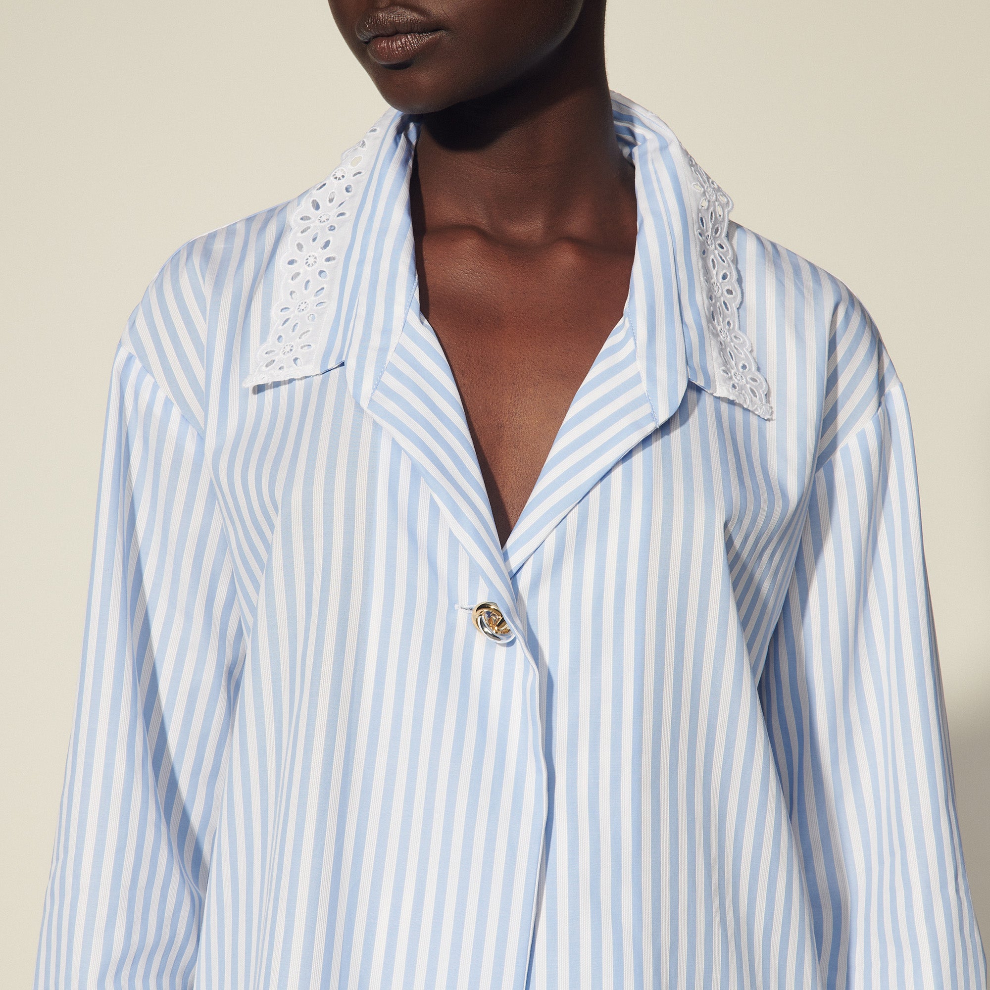 Chemise oversize en popeline rayée Sandro seconde main