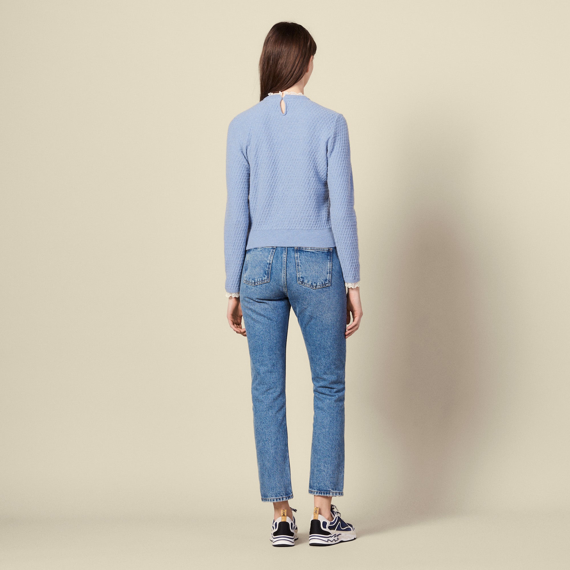 Pull en pointelle bordé de dentelle Sandro seconde main