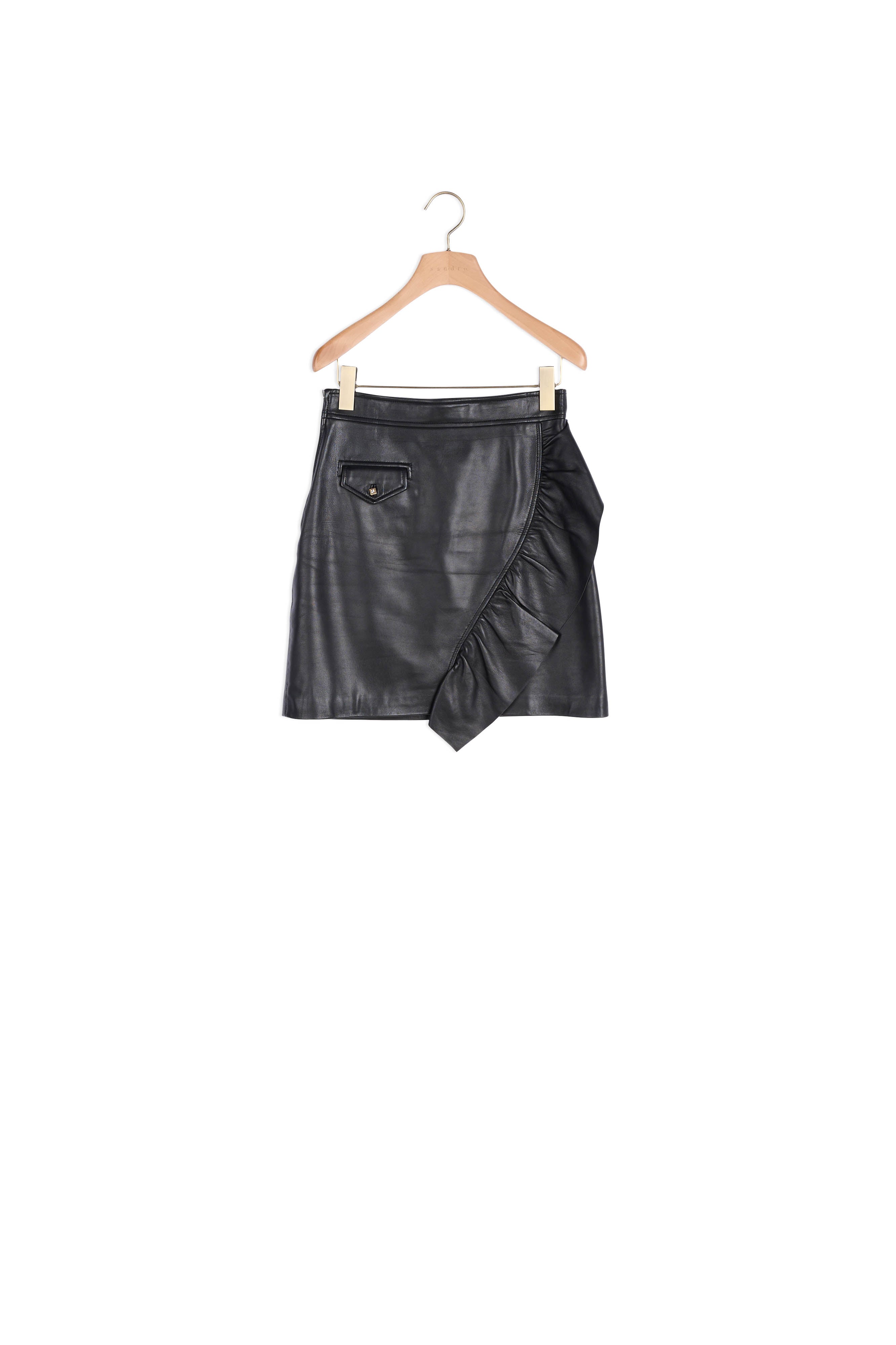 Jupe courte en cuir avec volant Sandro seconde main