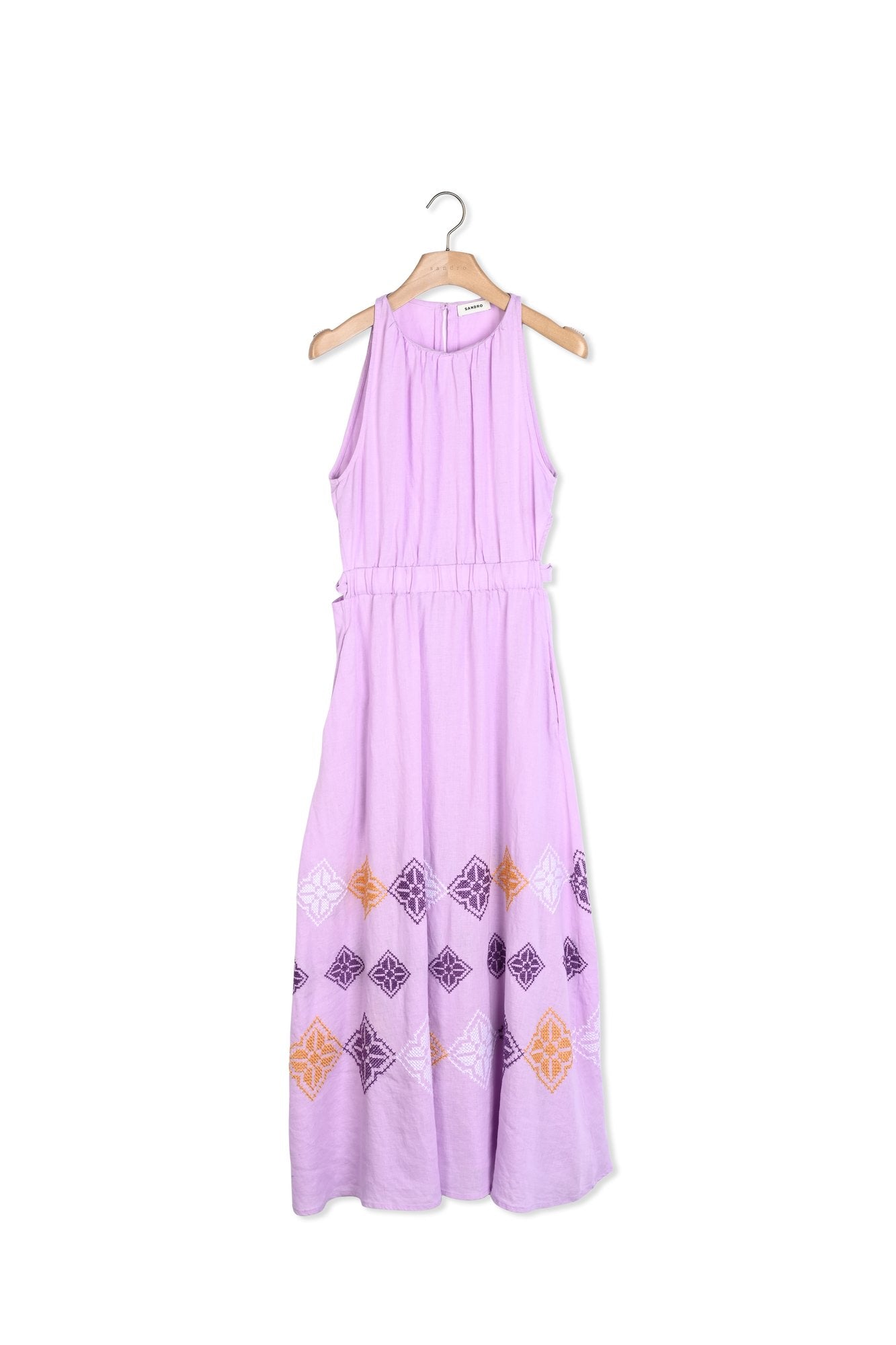 Robe longue en lin brodé Sandro seconde main