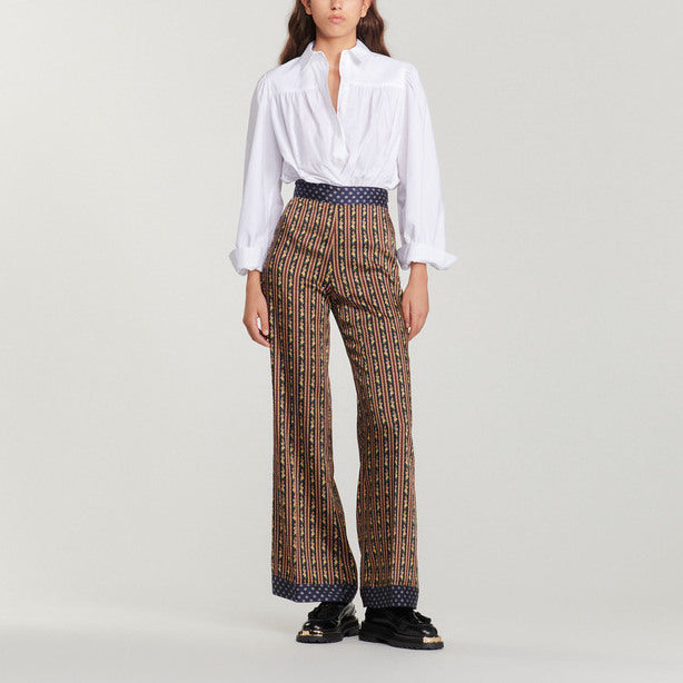 Pantalon fluide à mix d'imprimés Sandro seconde main