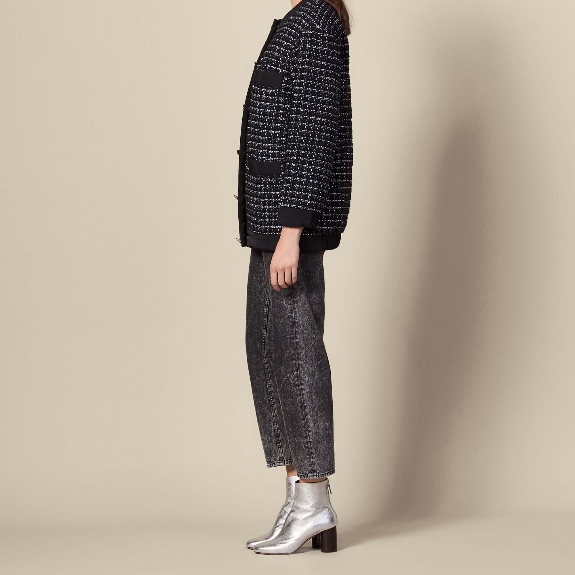 Blouson over size en tweed matelassé Sandro seconde main