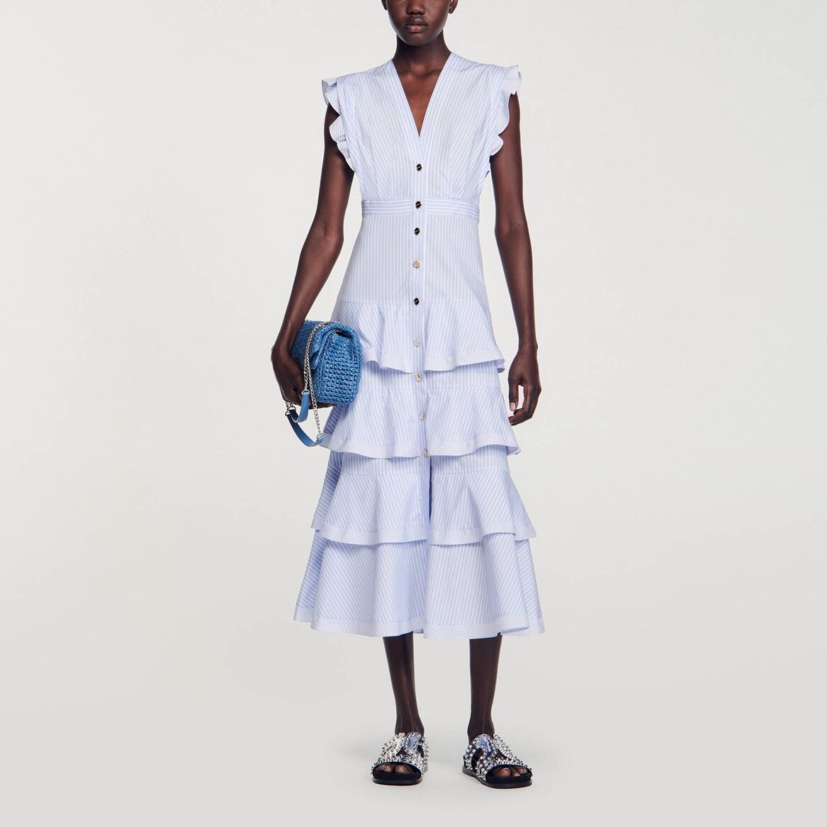 Robe longue à volants Sandro seconde main