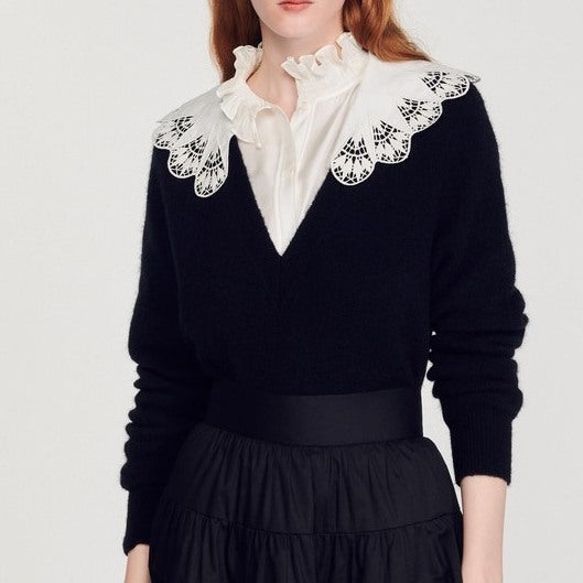 Pull avec col en popeline Sandro seconde main